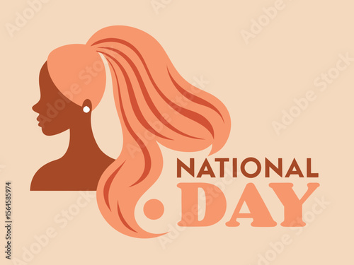 National hair's Day Celebration Graphic Design Stylish illustration for Women s featuring woman s profile and flowing