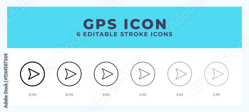 Gps icon set with different stroke. Design elements for logo. Vector illustration.