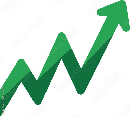 Green upward trending graph arrow indicating growth and success