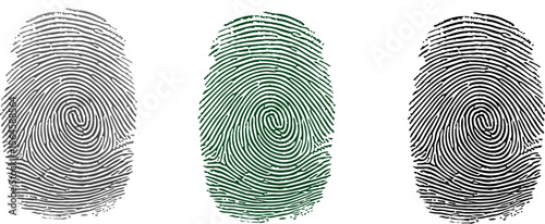 Fingerprint identification forensic science crime scene investigation biometric security personal identity editable vector illustration with png format