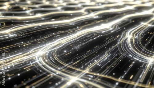 Abstract digital light trails creating a mesmerizing futuristic atmosphere with glowing lines over a dark background for creative design projects
