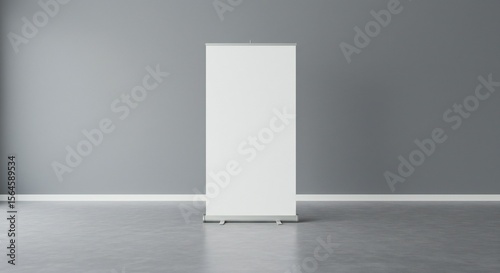 Focus on a tall white backdrop in a minimalist room, with subtle gray walls and flooring, under soft light, creating an inviting atmosphere.