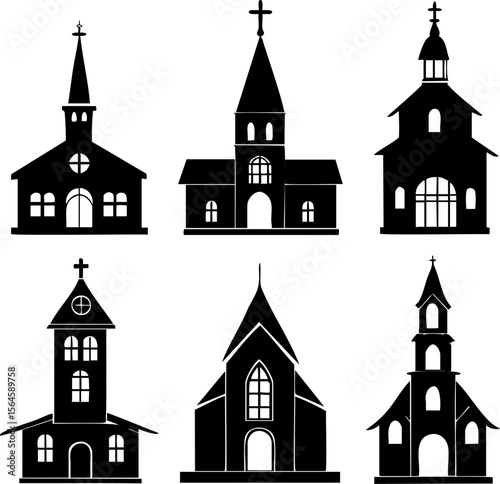 Church silhouette building silhouette religious building cross steeple chapel worship place architecture gothic style old church historic building