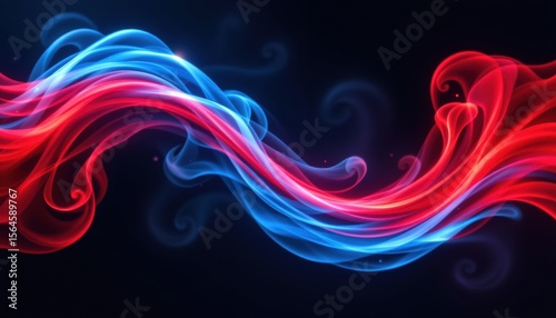 Colorful Swirling Wisps of Blue and Red Smoke on a Dark Background Creating an Ethereal Abstract Visual Effect