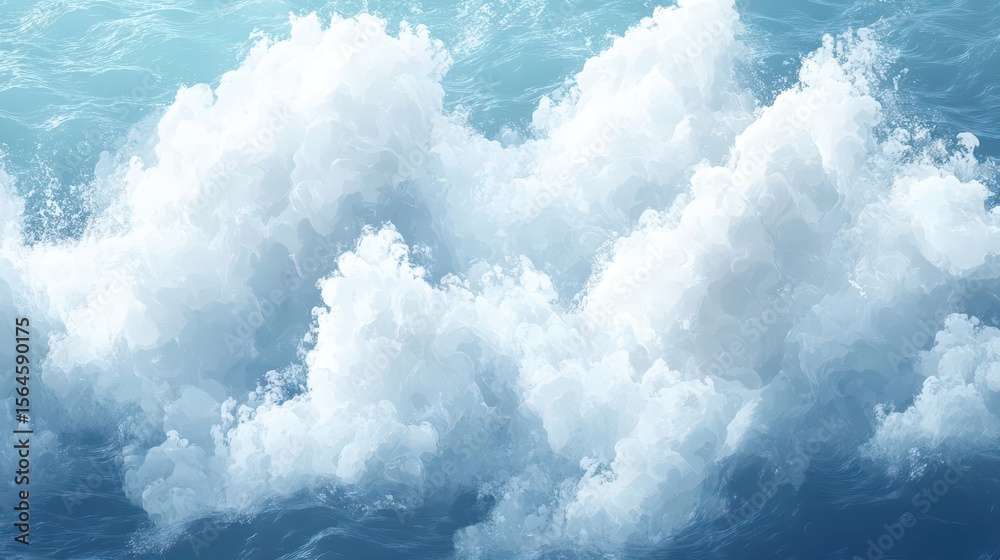 Naklejka premium Ocean Waves, Whitecaps, Foam, Water