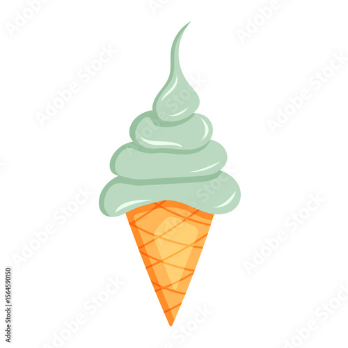 Cartoon ice cream green. Summer design