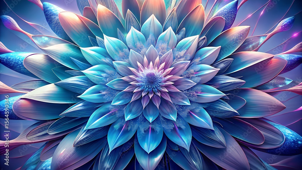 Obraz premium Abstract Blue and Purple Luminescent Flower: Digital Art, High-Resolution, Elegant Design