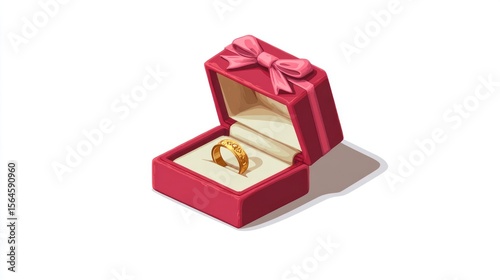Open gift box with golden ring
