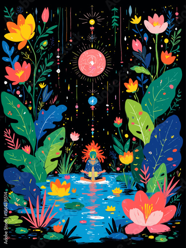  an immersive design of Amazonian plants with influences of sacred geometry and psychedelic plant medicine
