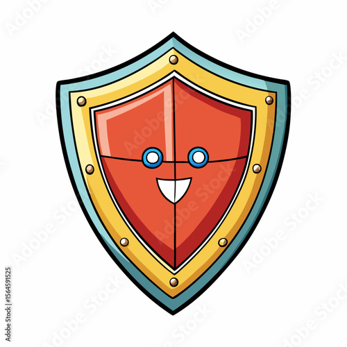 Shield with red symbol icon for security
