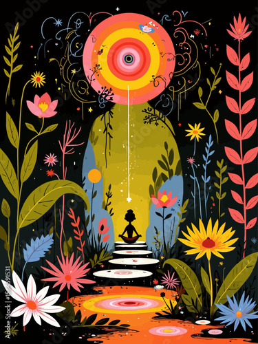  an immersive design of Amazonian plants with influences of sacred geometry and psychedelic plant medicine
