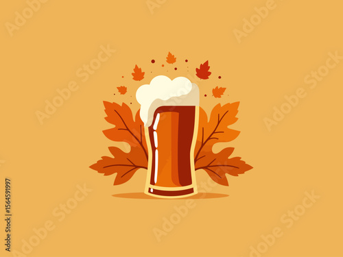 logo featuring pint glass for pub crawl in autumn simple clean design