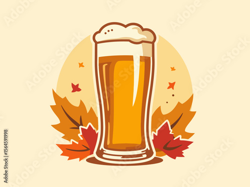 logo featuring pint glass for pub crawl in autumn simple clean design