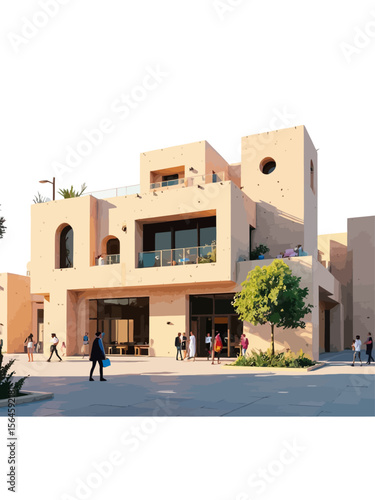 Al-Tayebat Museum in Jeddah, Saudi Arabia Emphasize traditional Hijazi architecture with pristine white-stone facades, hand-carved wooden mashrabiyas, symmetrical arched entrances