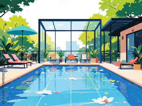 roof-top glassed pool, with glassed bottom 