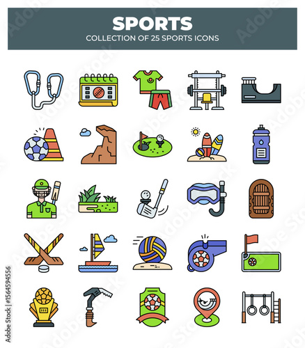 Collection of 25 Sports Icons. A Vibrant Guide to Summer and Winter Games