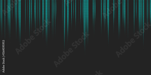 Monochrome round particles on a dark background. Abstract background. Halftone background.