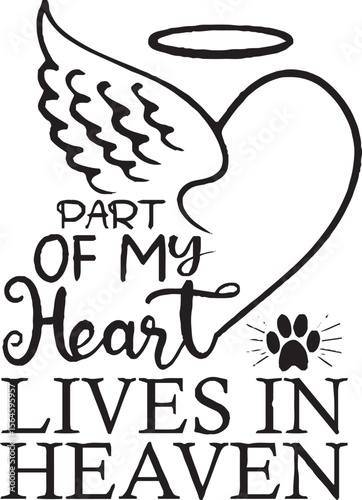 Heartfelt Tribute: A touching memorial, celebrating the bond between pet and owner, featuring a heart, angel wing, halo and paw print, conveying love and remembrance. 