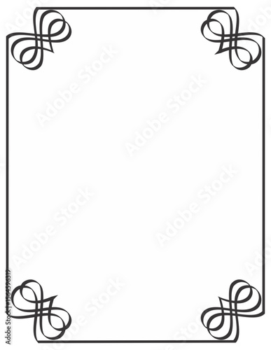 Elegant black border frame with ribbon corner accents, ideal for invitations and announcements, providing a touch of sophistication