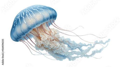 Watercolor blue jellyfish