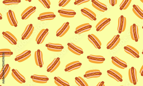 Seamless Pattern of a Hot dog. Hot dog doodle pattern background.  Seamless pattern of hotdog doodle illustration background. hot dog pattern background. 