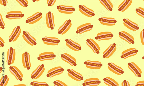 Seamless Pattern of a Hot dog. Hot dog doodle pattern background.  Seamless pattern of hotdog doodle illustration background. hot dog pattern background. 