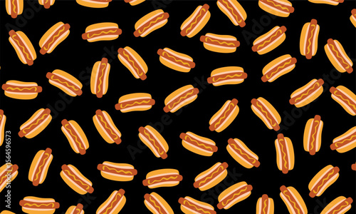 Seamless Pattern of a Hot dog. Hot dog doodle pattern background.  Seamless pattern of hotdog doodle illustration background. hot dog pattern background. 