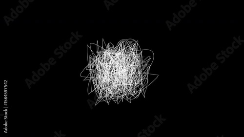 Tangled scribble, chaos with tangled lines, symbolizing confusion and complexity of thoughts
