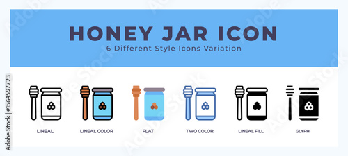 Honey jar icon set. vector illustration.