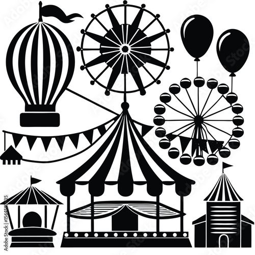Circus Related element icon set 