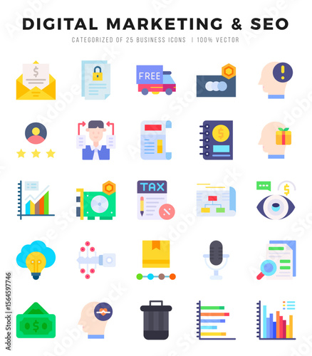 DIGITAL MARKETING & SEO icon pack for your website. mobile. presentation. and logo design.