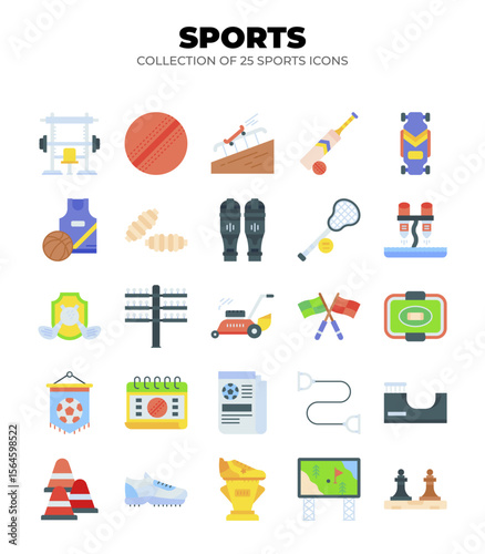 Collection of 25 Sports Icons. A Vibrant Set of Flat Design Elements