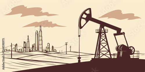Odessa Silhouette featuring oil derricks, downtown towers, and West Texas plains.