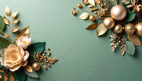 Elegant floral arrangement with gold accents for home decor studio setting high-quality image aesthetic background close-up view interior design concept