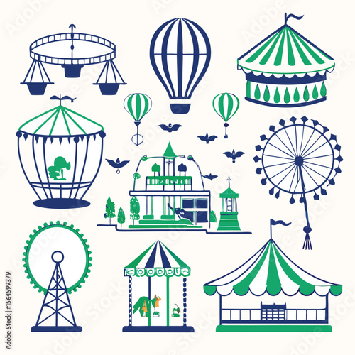 Circus Related element icon set 