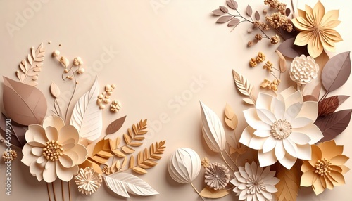 Elegant paper flower arrangement artistic studio decorative artwork neutral color palette close-up view creative design inspiration