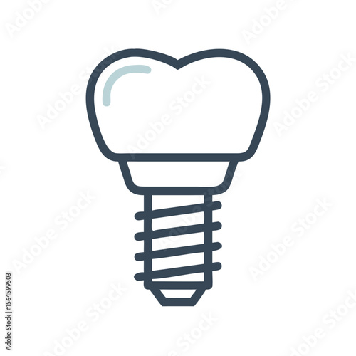 Simple illustration icon of an implant. Regular checkup. Dentist. Health. Tooth. Dentist. Tooth decay, tooth brushing. Orthodontics. Teeth. Bolts.