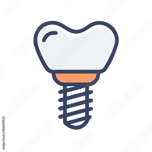 Simple illustration icon of an implant. Regular checkup. Dentist. Health. Tooth. Dentist. Tooth decay, tooth brushing. Orthodontics. Teeth. Bolts.