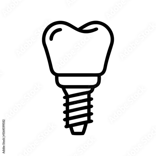 Simple illustration icon of an implant. Regular checkup. Dentist. Health. Tooth. Dentist. Tooth decay, tooth brushing. Orthodontics. Teeth. Bolts.