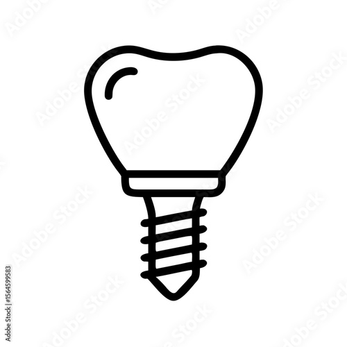 Simple illustration icon of an implant. Regular checkup. Dentist. Health. Tooth. Dentist. Tooth decay, tooth brushing. Orthodontics. Teeth. Bolts.