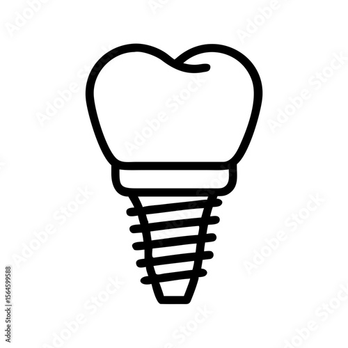 Simple illustration icon of an implant. Regular checkup. Dentist. Health. Tooth. Dentist. Tooth decay, tooth brushing. Orthodontics. Teeth. Bolts.