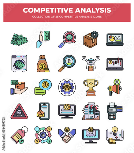 Competitive Analysis Icons: 25 Essential Icons for Business Strategy