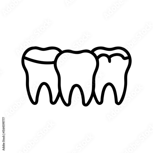 Simple illustration icon of teeth. Regular checkup. Dentist. Health. Tooth. Dentist. Tooth decay, tooth brushing. Orthodontics. Teeth.