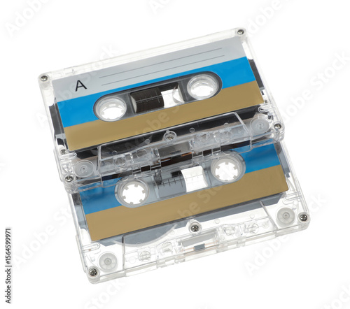 Audio cassettes with blank labels isolated on white