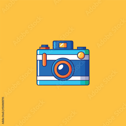 A drawing of a camera with a blue top and a blue top