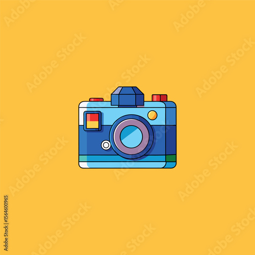 A drawing of a camera with a blue top and a blue top