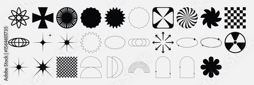 set of y2k shapes vector