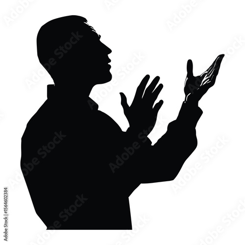 Man Giving Speech in Silhouette Style