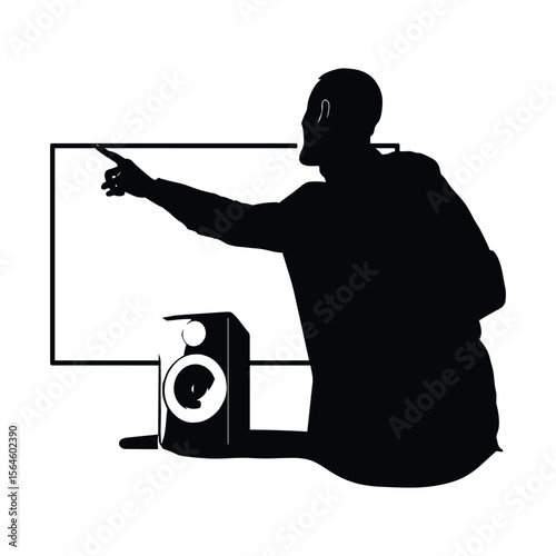 Silhouette Man Giving Presentation to Audience