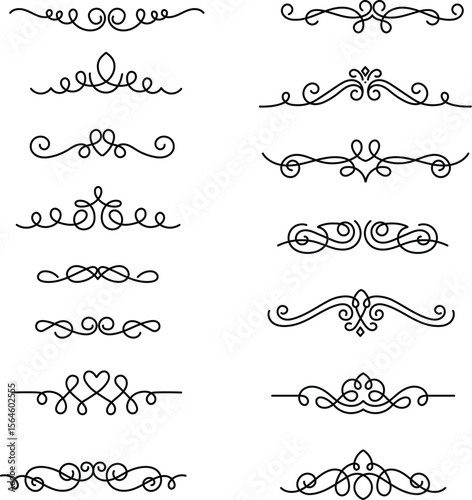 Hand drawn calligraphic flourish dividers